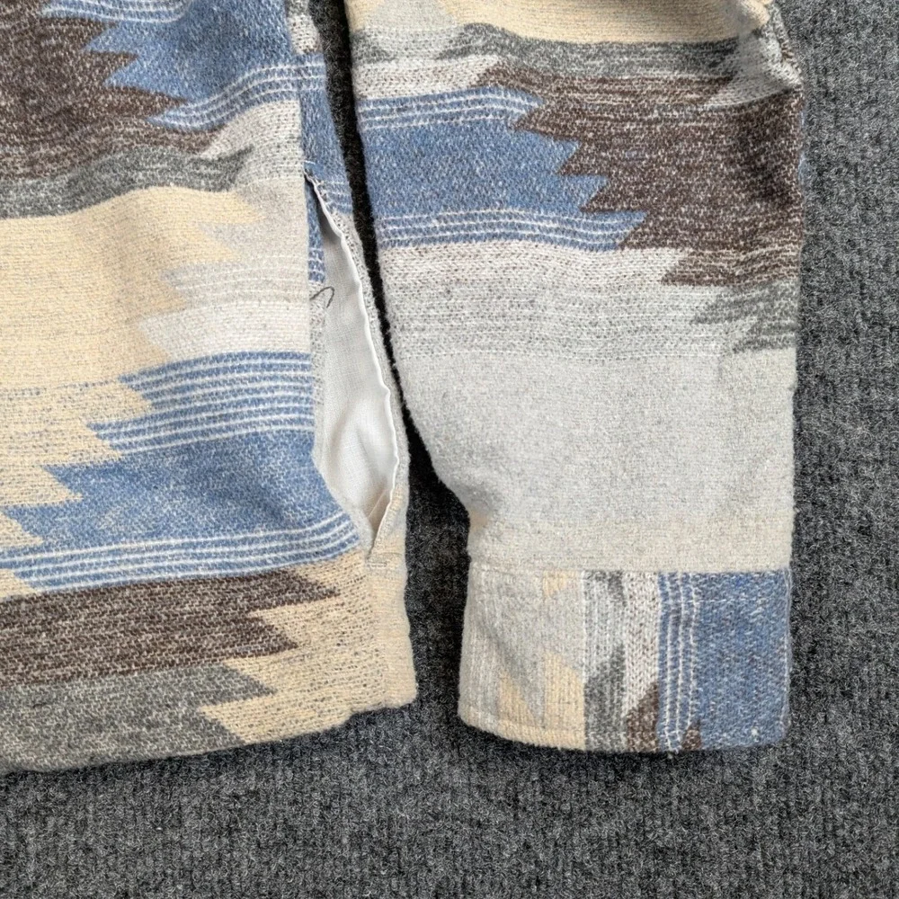 Brooklyn Cloth Mens Medium Boxy Aztec Southwestern Button Down Shirt Blue Tan‎